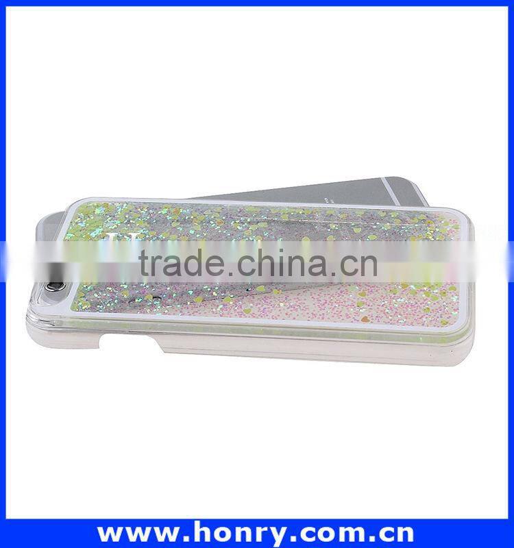 Mobile accessories popular hard pc flowing glitter liquid case moving glitter case for iphone 6 china wholesale