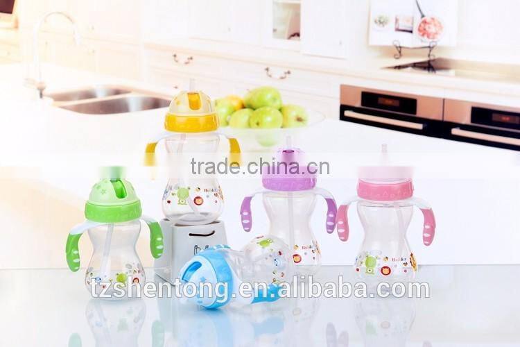 Kids straw with PP handle portable plastic drinking water bottle