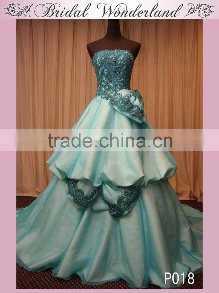 High quality elie peacock beaded lace evening dress