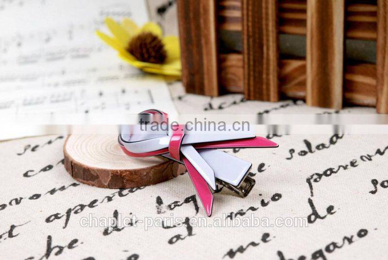Wholesale brand hair accessories metal alligator clip eco friendly fashion kids hair barrettes with resin bow