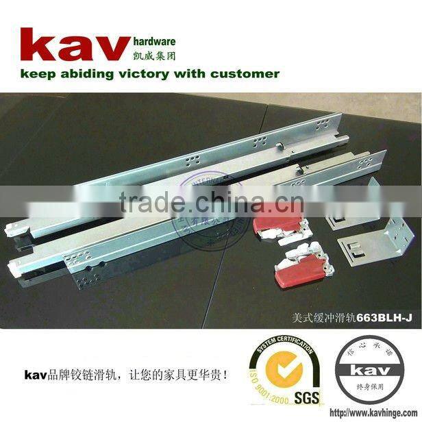 office table slide, funiture slide, American slide with faceframe, full extension soft-closing slide