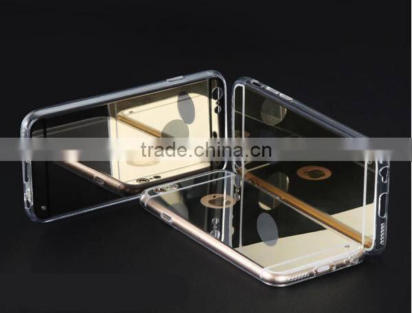 Luxury clear tpu aluminum mirror case for iphone 6, for iphone 6s/6s plus/5s tpu mirror case