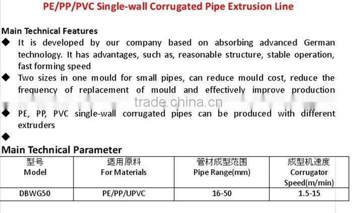 Xinrong single wall corrugated pipe production/extrusion line