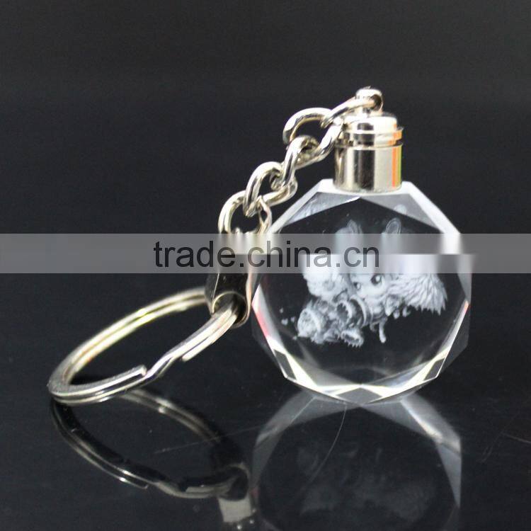2D laser crystal keychain for custom sale