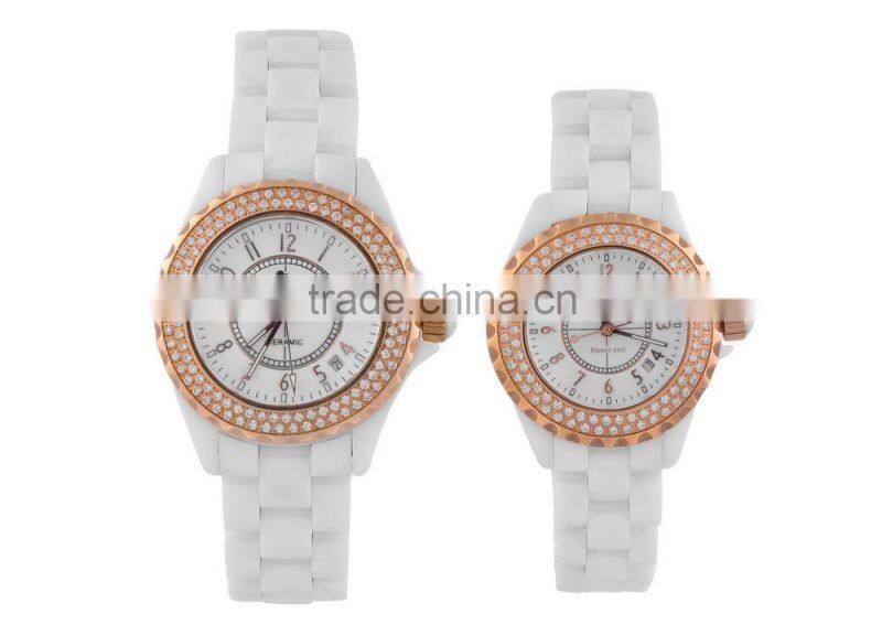 2016 fashion replacement sapphire withe ceramic lovers watch with crystal