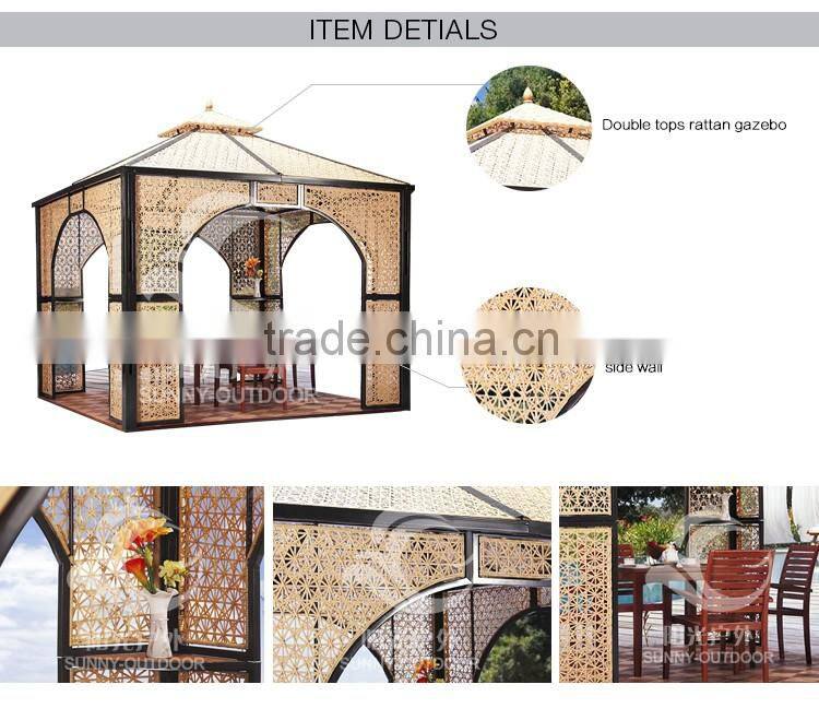 New product PE rattan iron frame PVC plate WPC floor wind resistant gazebo
