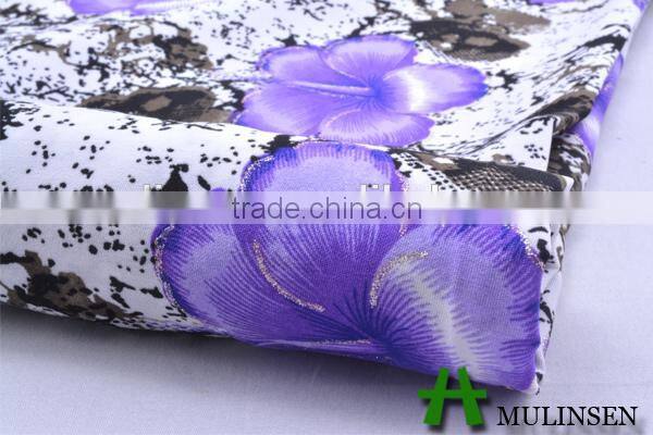 Mulinsen Textile Woven Wool Peach floral wholesale spandex fabric print
