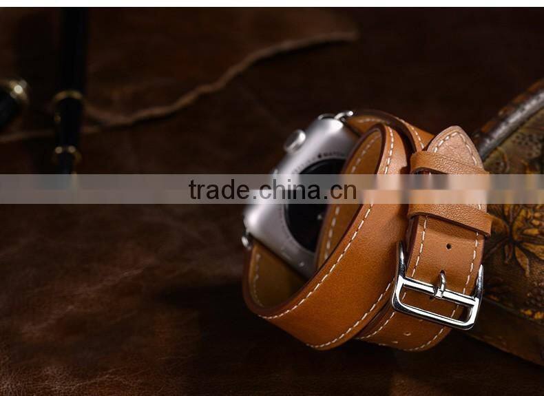 New 1:1 Original Quality Cuff Bracelet Strap Leather Watchband for Apple Watch Band 42mm 38mm With Metal Adapters