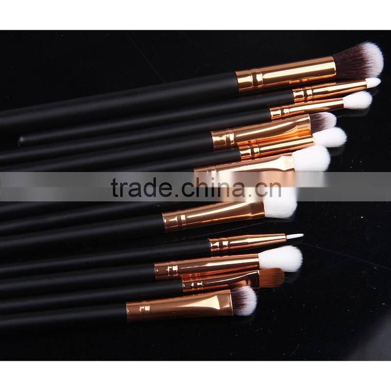 12pcs Eyeshadow Eyeliner Black+gold Brand make up black makeup set kabuki brush wholesale