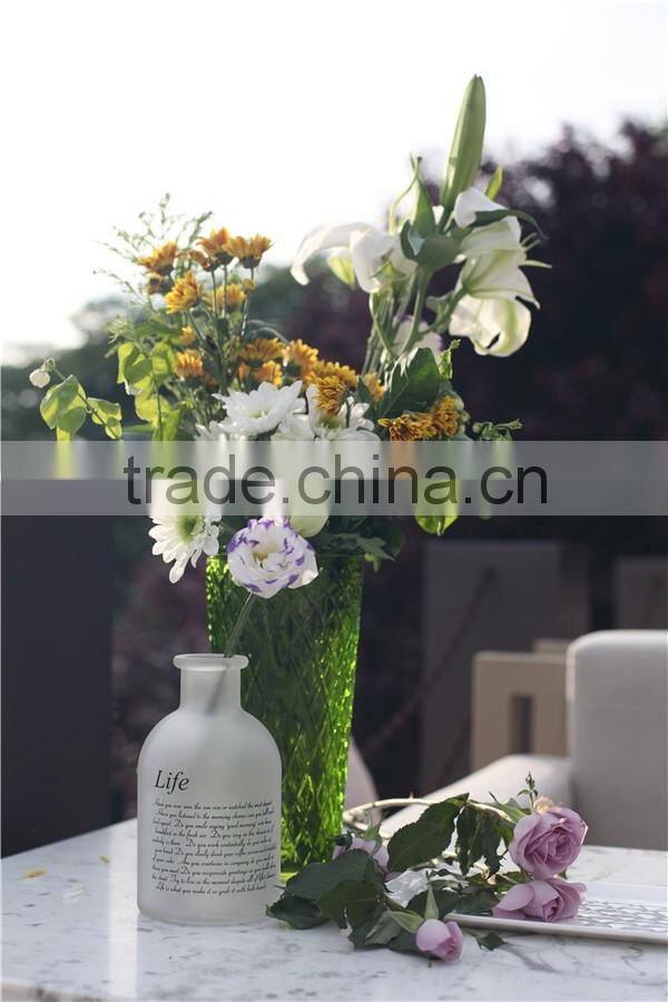 Lovely small round colored glass flower vase for living room