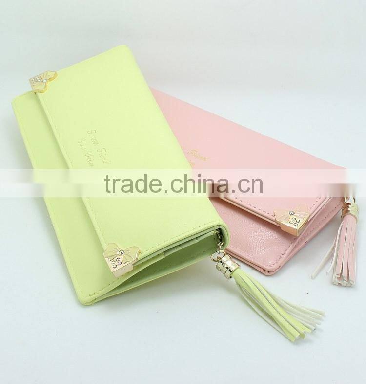 Korean bowknot PU long women wallet
