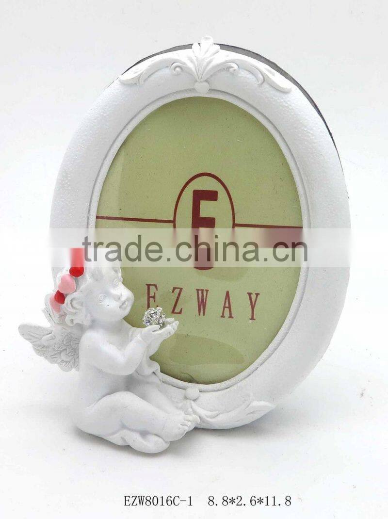 Promotional round, square and heart shape white angel picture frame wholesale