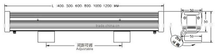KL-0204 Aluminum IP65 DMX led wall washer light, waterproof wall wash bar lamp for building