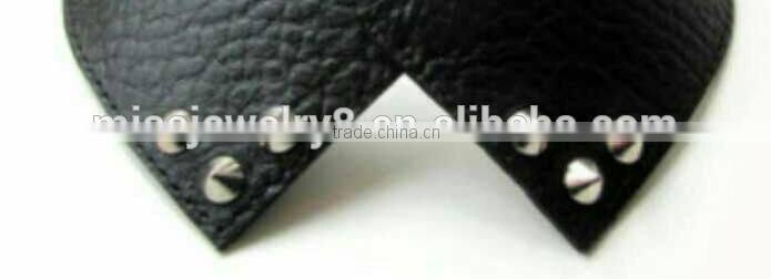 Trendy Simple Design Fake Collar Necklace Black Leather Chokers w/ Rivet 2016 Fashion Style Wholesale
