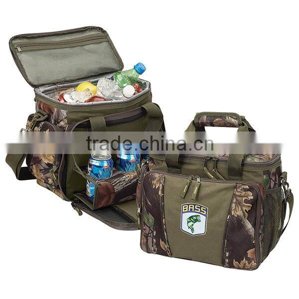 600D polyester Green Camouflage insluated cooler lunch bag