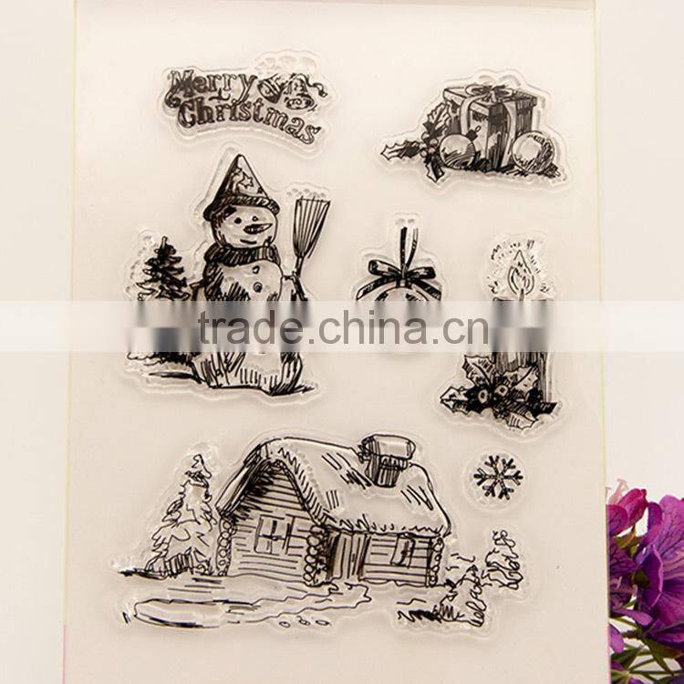 Decorative Carton Snowman Rubber Stamp