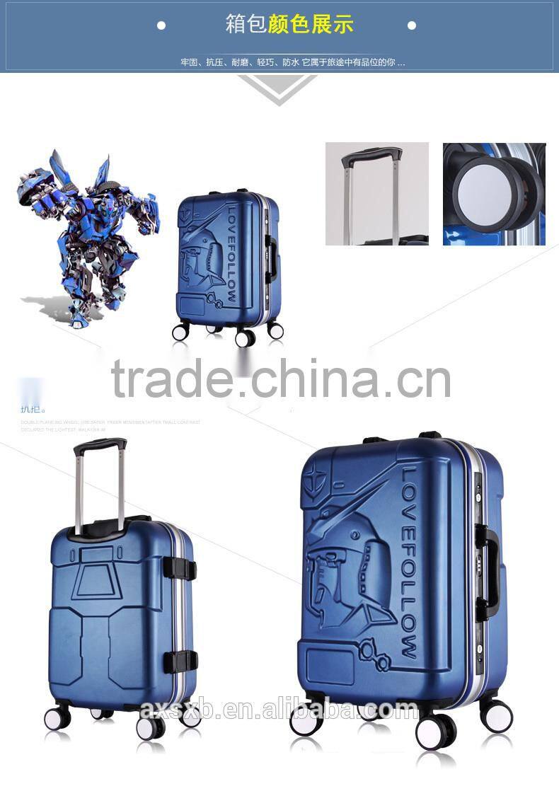 lovefollow 2015 new style Transformers ABS aluminum frame trolley luggage suitcase for cool men