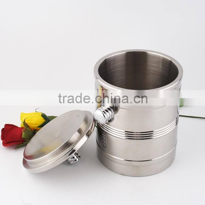 Metal Ice Bucket/ stainless steel ice cream container with Cylindrical