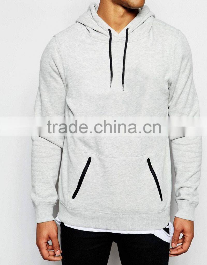 cheap custom white men casual 100% cotton with pocket longline wholesale blank pullover hoodies