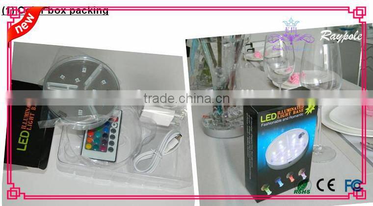 Multi-color led bottle light base 4 inch led coaster with RGB remote control