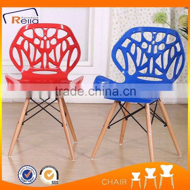 Morden Home Furniture Plastic Dining Room Chair With Wood Legs