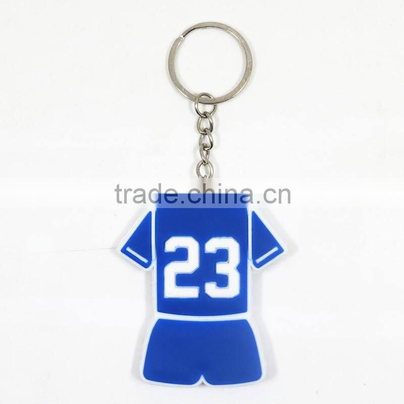 Yiwu Manre manufacturer custom pvc key ring jersey shaped rubber keychain souvenir keychain