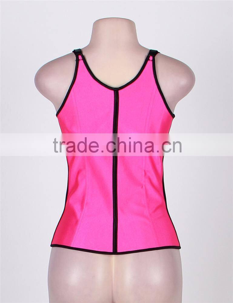 High quality ready stock 4 colors full size 4 steel boned latex corset waist trainer vest