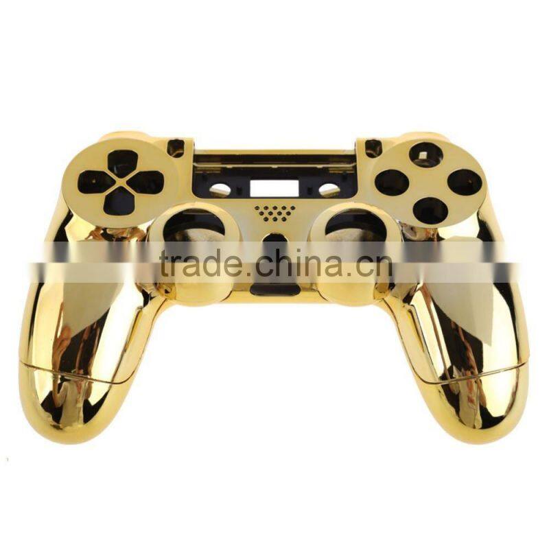 for PS4 chrome Front Back Housing Controller gold Shell Polished Glossy Case Cover Controller Grip Handle (Gold Plating)