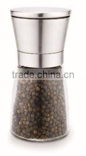 SINOGLASS trade assurance Elemental Kitchen glass bottle stainless steel top pepper mill