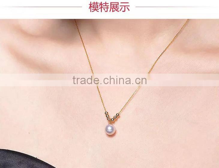 Akoya AAA round 18k gold white pearl pendant natural pearl pendant necklace