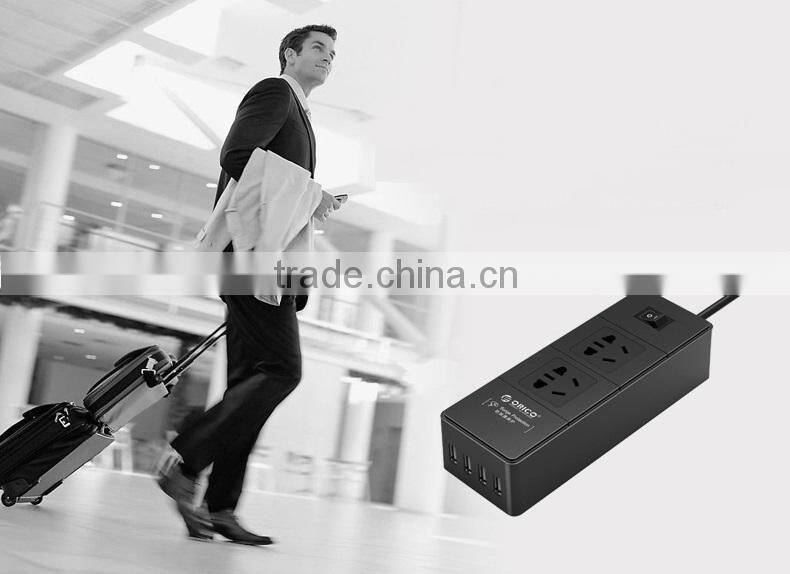 2015 OEM ABS material 2 way US type power strip with 4 USB ports