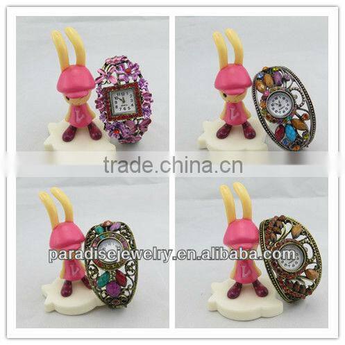 2013 New fashion peacock design alloy wide bangle watch for women-B32036