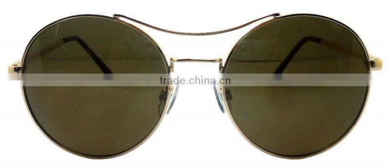 Best selling fashion wholesale custom logo printed lenses classic elegant circle round metal sunglasses for men