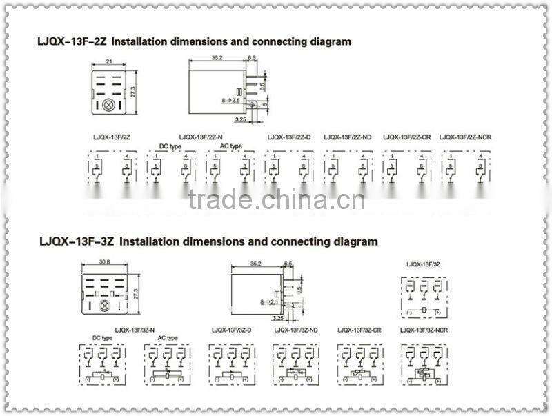 11pins 10A general purpose dc12v/dc24v/ac220v electrical relay LJQX-13F-3Z/HH63P/LY3 with LED