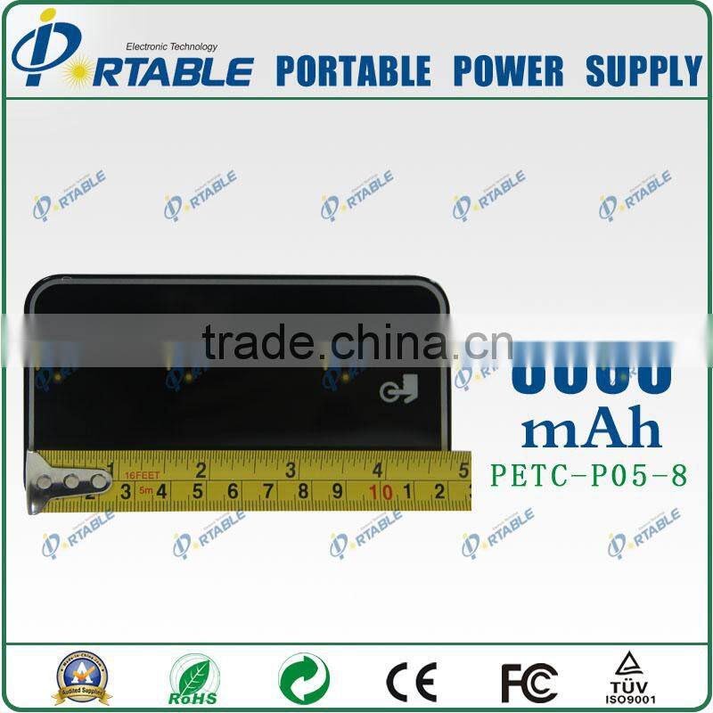 Li-polymer battery Slim power bank with built-in cable 8000mAh Power Bank Shell