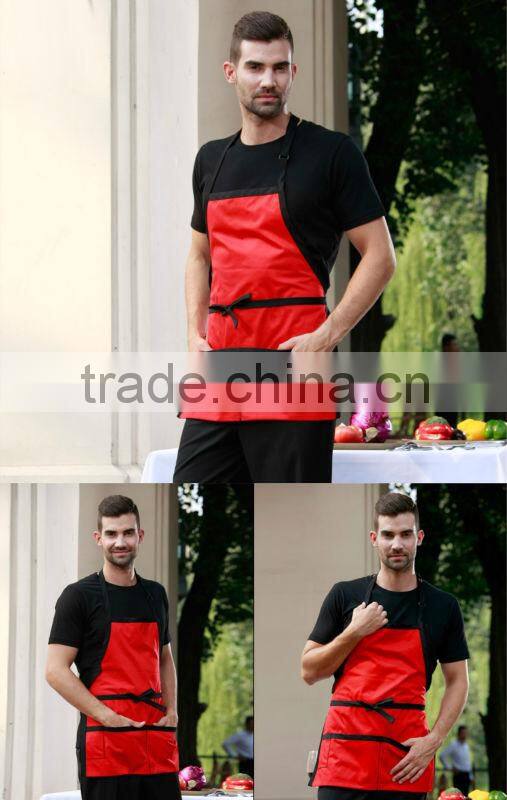 Three pockets bib cotton restaurant uniform