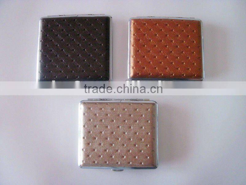 Punctate metal cigarette case. PU leather cigarette case.