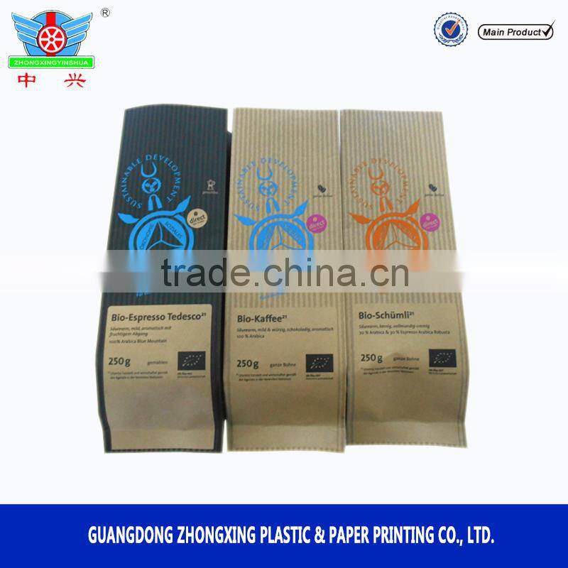 Aluminum foil lined 1000g coffee bean packaging kraft paper pouch bag
