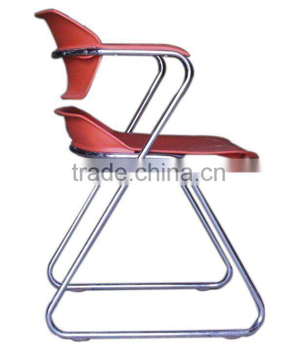 Vintage Composite Plastic and Chromed Stainless Steel Arm Chair-Stackable