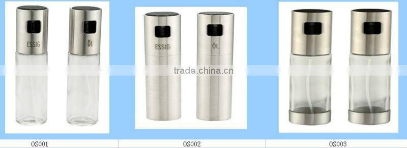 Stainless steel cap glass bottle olive oil and vinegar sprayer