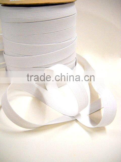 Flat White Elastic, 1" Wide, Sewing Notions, 10 yds Poly Elastic, Made in the US(