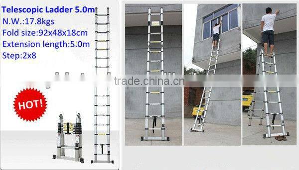 2x5 steps 3.2m EN131 extension telescopic aluminum ladder portable ladder