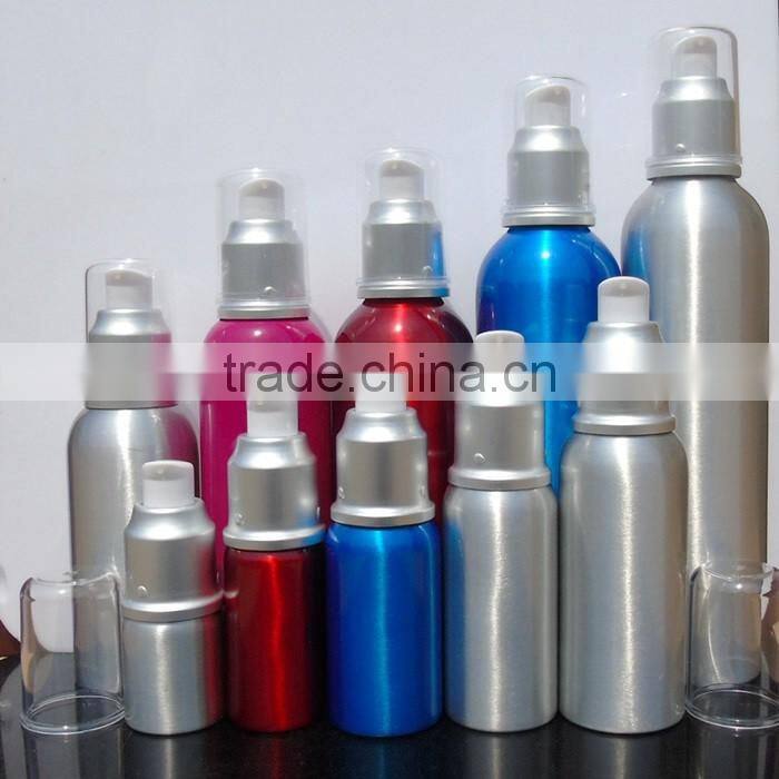 Wholesale 20ml-300ml empty cosmetic packaging aluminum bottle lotion bottle shampoo alumimum pump bottle