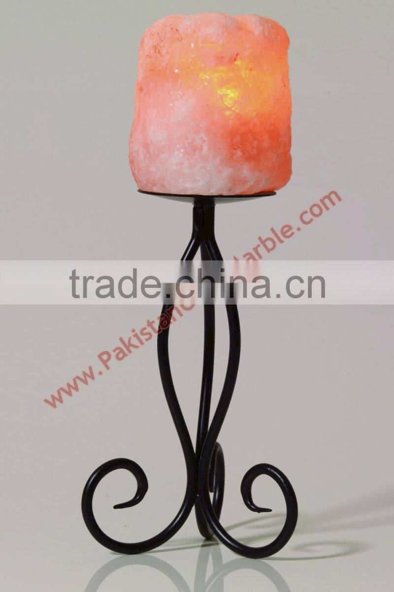 MODERN DESIGN WROUGHT IRON SALT CANDLE HOLDER & TEALIGHTS