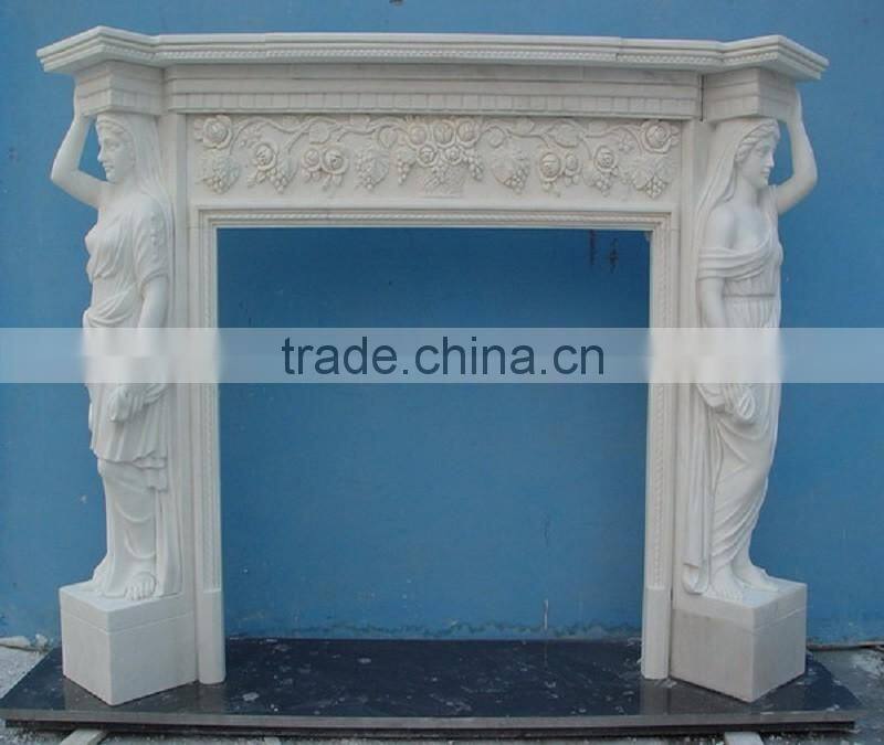 Statue decorative white marble carving fireplace
