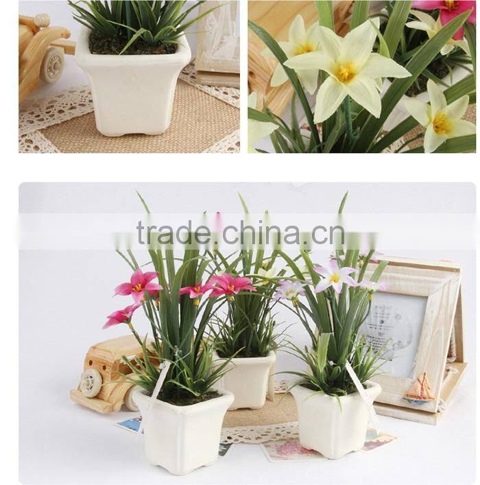 New design home table decor silk flowers small artificial potted orchids