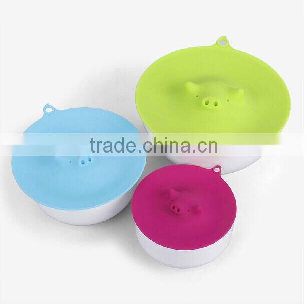 Funny pig shape silicone lid, new design silicone lid for bowls