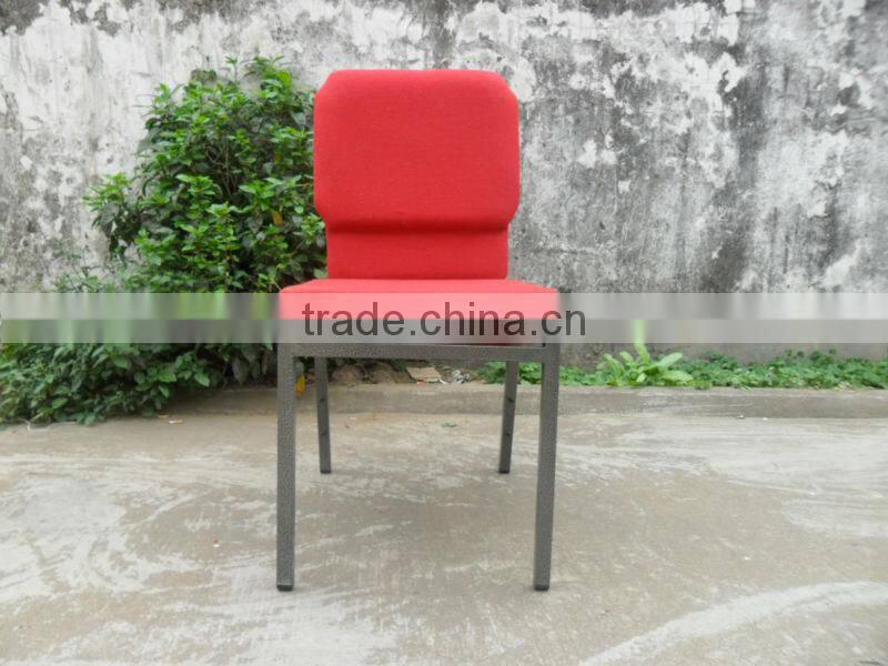 Red color Utility Iron metal with Shaped cotton church chair
