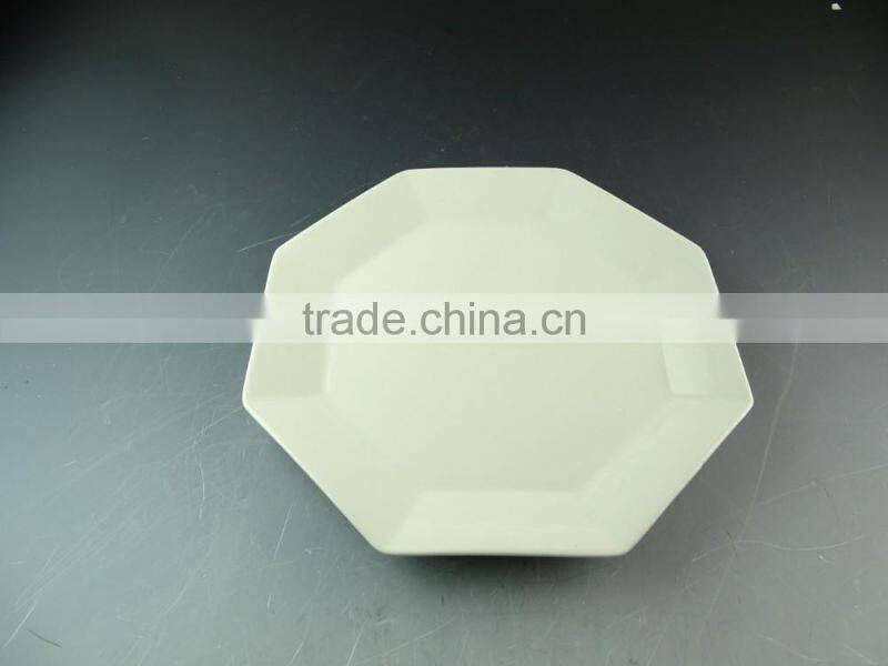 cheap stocked hotel octagon porcelain plate for wholesale, white octagonal dinner plate