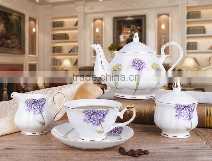 grace porcelain tea set Promotion Porcelain 13pcs Tea Pot Set With Stand